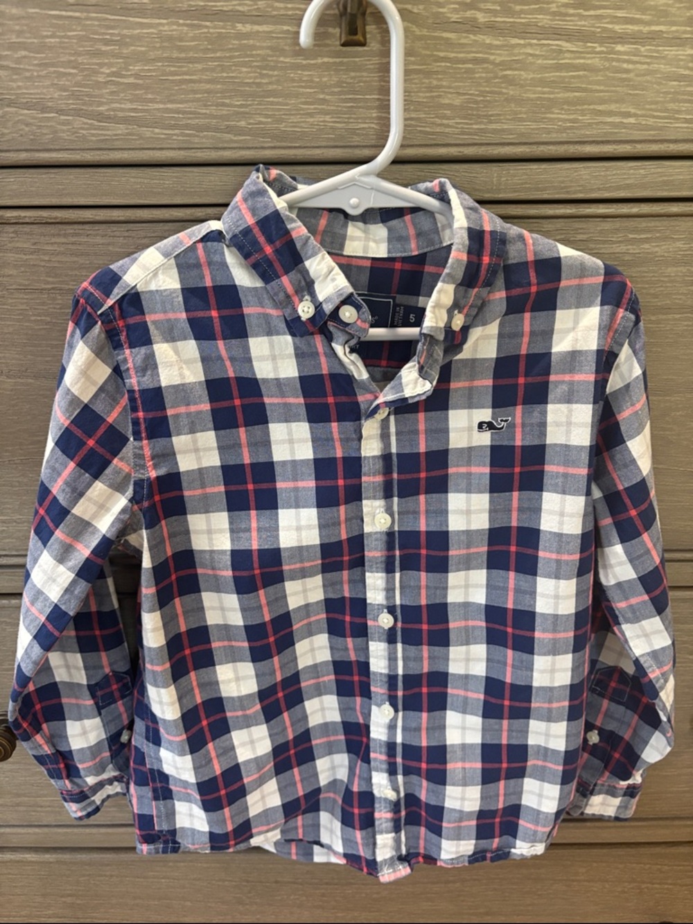 Vineyard Vines Boys Plaid Button-Down Shirt - Navy, White & Red/Pink